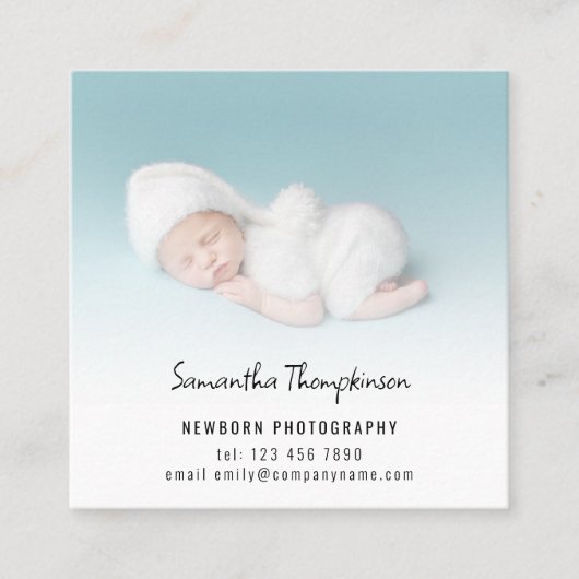 2枚の写真QRコードベビー写真家スクエア スクエア名刺 (正面)