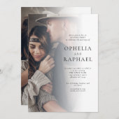 2枚の写真QRコードボヘミ結婚アンの夕べパーティー 招待状 (正面/裏面)