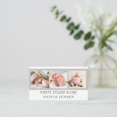 2枚の写真QRコード生まれたばかりのベビー 名刺 (スタンド正面)