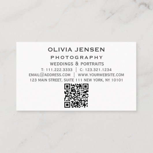 2枚の写真QRコード生まれたばかりのベビー 名刺 (裏面)