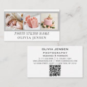 2枚の写真QRコード生まれたばかりのベビー 名刺 (正面/裏面)