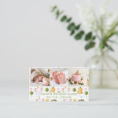 2枚の写真QRコード生まれたばかりのベビー 名刺 (スタンド正面)