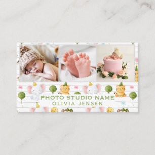 2枚の写真QRコード生まれたばかりのベビー 名刺