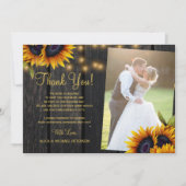 2枚の写真rustice sunflowers barwood 結婚's サンキューカード (正面)