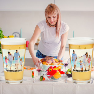 2枚の家族の写真  名前をカスタムする  文字プリントオン タンブラーグラス