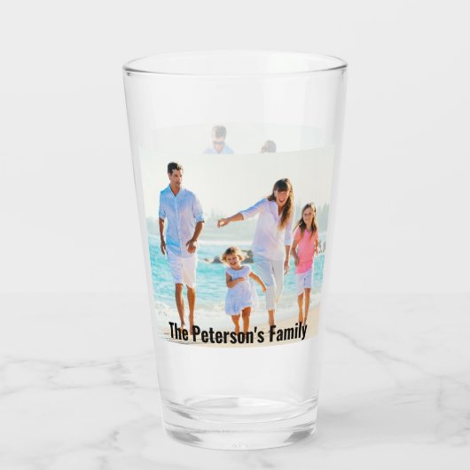 2枚の家族の写真 |名前をカスタムする |文字プリントオン タンブラーグラス (裏面)