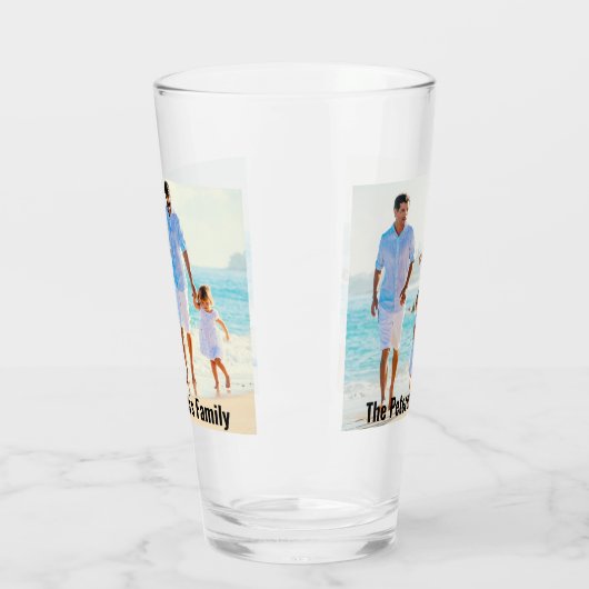 2枚の家族の写真 |名前をカスタムする |文字プリントオン タンブラーグラス (左)