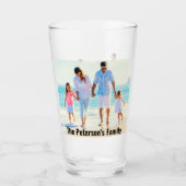 2枚の家族の写真 |名前をカスタムする |文字プリントオン タンブラーグラス (正面)