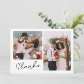 2枚の感謝してい結婚写真 サンキューカード (スタンド正面)