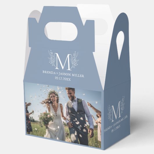 2枚の新しい写真ホワイトボタニカルモノグラム フェイバーボックス (オープン)