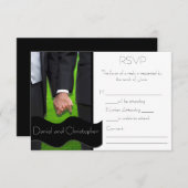 2枚の新郎カスタムで陽気な結婚RSVPカード 出欠カード (正面/裏面)