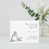 2枚の白い孔雀およびハートの応答カード 出欠カード (スタンド正面)