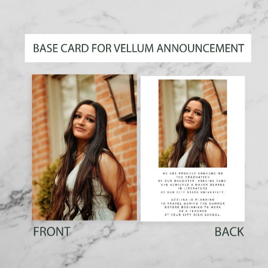 2枚の白いBASEカードによる卒業 案内状