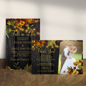 2枚の秋フローラバーンウッド結婚ズ サンキューカード