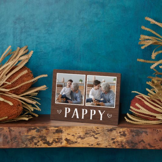 2枚の素朴フォトパピーおじいちゃん フォトプラーク (側面)