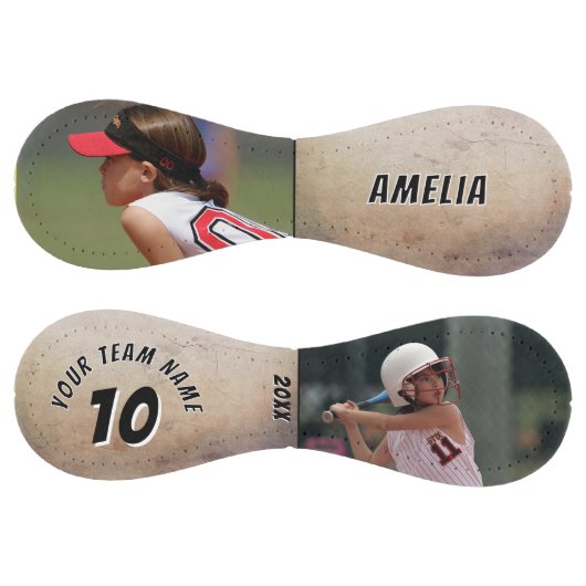 2枚の素朴フォトプレーヤー番号チーム名 ソフトボール (パネル)