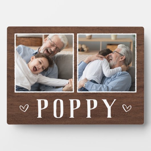 2枚の素朴フォトポピーおじいちゃん フォトプラーク (正面)