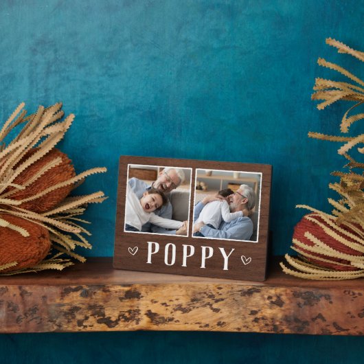 2枚の素朴フォトポピーおじいちゃん フォトプラーク (側面)