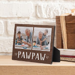 2枚の素朴フォトポープーおじいちゃん フォトプラーク<br><div class="desc">父魅力的の日、誕生日、祖父母の日の木製の看板には、素朴な背景に下に「Pawpaw」と一緒に2枚の写真が並んでいる。</div>