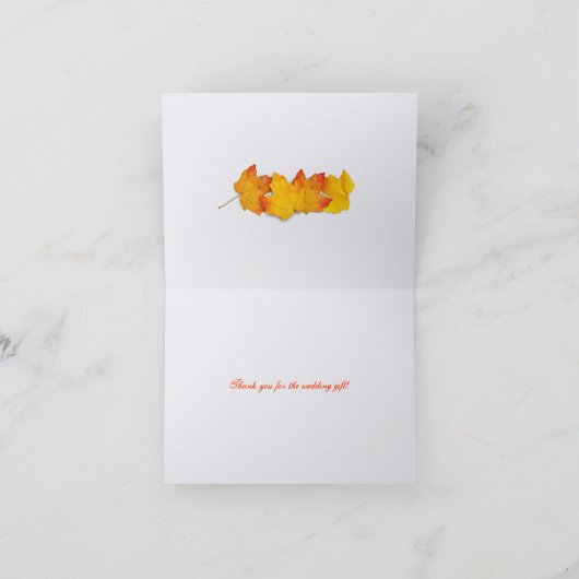 2枚の葉のシルバー　感謝メッセージカード サンキューカード (内部)