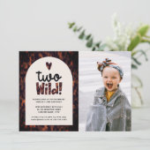 2枚の野生のジャングルの亀甲写真1歳の誕生日 招待状 (スタンド正面)