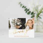 2枚の金ゴールド感謝していをコラージュ結婚した ポストカード (スタンド正面)