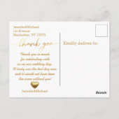 2枚の金ゴールド感謝していをコラージュ結婚した ポストカード (裏面)