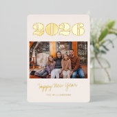 2枚はっきりしたの写真2025年新年グラムスタイリッシュ金ゴールド 箔シーズンカード (立ち正面)