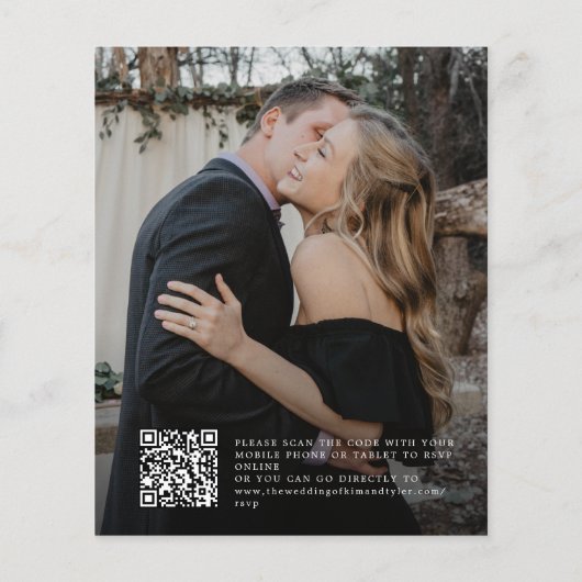 2枚エレガントのモダン写真QRコード結婚式招待状 (裏面)