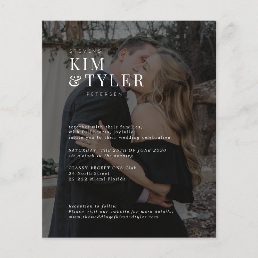 2枚エレガントのモダン写真QRコード結婚式招待状 (正面)