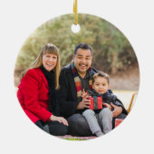 2枚エレガントの両面ファミリフォト金ゴールドスクリプト セラミックオーナメント (裏面)