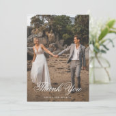 2枚エレガントの写真のスクリプ結婚ト サンキューカード (スタンド正面)