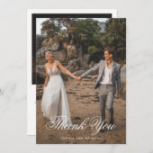 2枚エレガントの写真のスクリプ結婚ト サンキューカード (正面/裏面)
