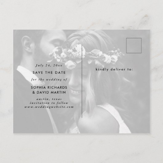 2枚エレガントの写真の保存日付 案内ポストカード (裏面)