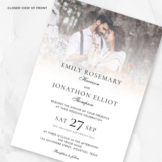 2枚エレガントの写真オーバーレイQRコーフォーマルド結婚の 招待状