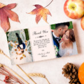 2枚エレガントの写真結婚をスクリプトする サンキューカード