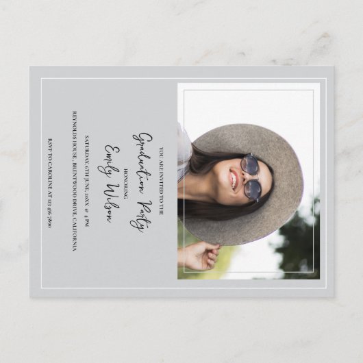 2枚エレガントの写真2025卒業パーティー招待状 ポストカード (裏面)