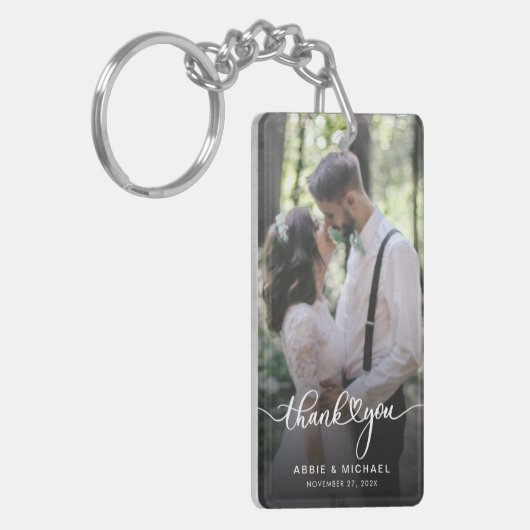 2枚エレガントの写結婚真の感謝パーソナライズされた キーホルダー (正面左)