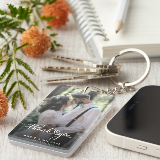 2枚エレガントの写結婚真の感謝パーソナライズされた キーホルダー (正面右)