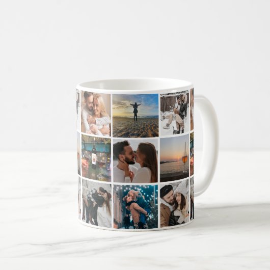 2枚エレガントの9枚の写真がバレンタインのコラージュ写真 コーヒーマグカップ (正面右)