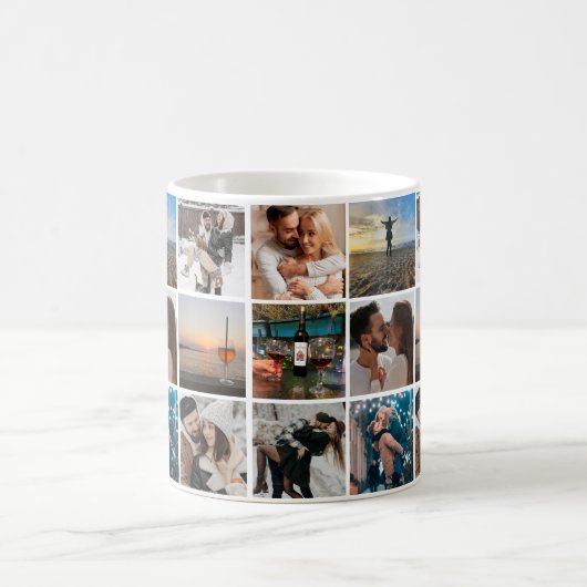 2枚エレガントの9枚の写真がバレンタインのコラージュ写真 コーヒーマグカップ (中央)