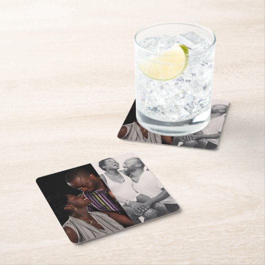 2枚カスタマイズの両面 スクエアペーパーコースター (インサイチュ)