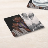 2枚カスタマイズの両面 スクエアペーパーコースター (アングル)