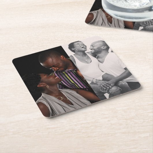 2枚カスタマイズの両面 スクエアペーパーコースター (アングル)