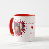 2枚カスタマイズの写真コラージュマグハートバラ花びら マグカップ (正面左)