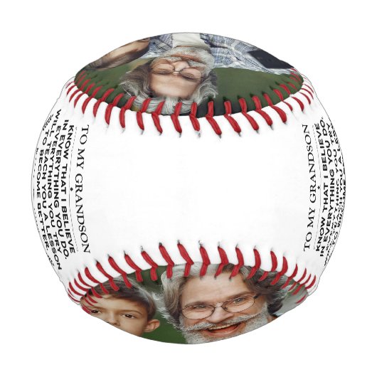 2枚カスタムの写真で孫への贈り物 野球ボール (裏面)