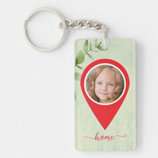 2枚カスタムの写真と名前のエレガント場所の記号 キーホルダー (正面)