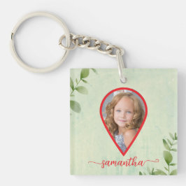 2枚カスタムの写真と名前エレガント自然 キーホルダー