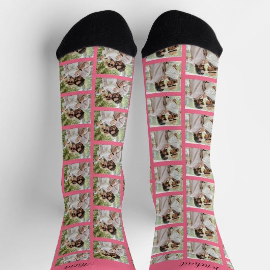 2枚カスタムの写真と名前ユニーク ソックス (上部)