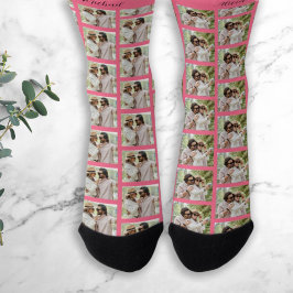 2枚カスタムの写真と名前ユニーク ソックス